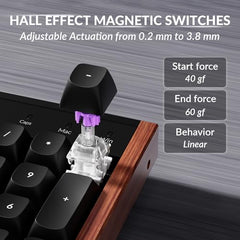 Keychron K10 HE Hall Effect Keyboard Wireless, Magnetic Switch Hot Swappable, Adjustable Actuation Rapid Trigger Mode with Aluminum + Wood Frame, Full-Size Custom RGB for Mac Windows Linux - Black