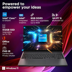 Lenovo IdeaPad Slim 3 Smartchoice 13th Gen Intel Core i7-13620H 15.3 inch (38.8cm) WUXGA IPS Laptop (16GB RAM/512GB SSD/Windows 11/Office 24/Metal A Cover/Backlit Keyboard/Luna Grey/1.6Kg), 83K101JGIN
