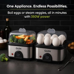Glen Electric Kettle with Steamer 1.5L, 600W | Multipurpose Kettle for Tea, Coffee, Milk, Eggs, Soup & Noodles | Egg Boiler, Food Steamer, Dual Heat Settings, Auto Shut-Off SA9016 MCK