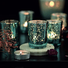 The Purple Tree Rose Gold Mercury Votive Tealight Candle Holders for Diwali and Christmas (Pack of 6) - Corporate Gifts, Home Decor, Decoration - Glass