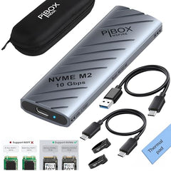 PiBOX India NVME M2 Enclosure Fan, SSD Enclosure - USB 3.2 10Gbps, Tool-Free M.2 NVMe Case, PCI-E NVMe Reader, USB-C, Supports M & B&M Keys, 2230/2242