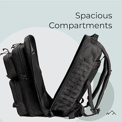 TRIPOLE Force Plus Tactical Army 50 Litre Bag & Backpack with Laser-cut MOLLE (50 Litres Black)