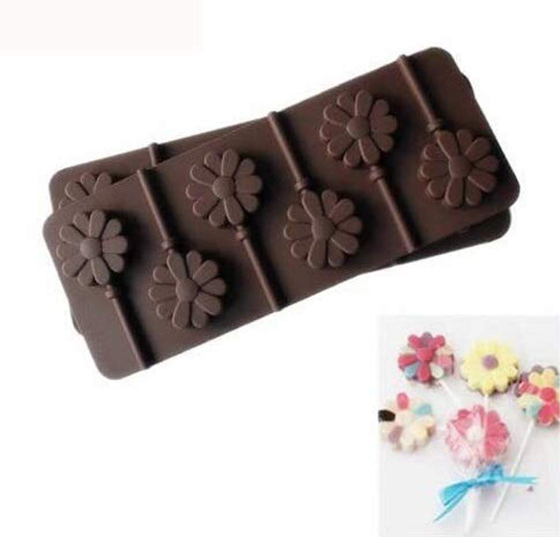 SYGA 6-Cavity Lolipop shap Chocolate Silicon Mould Candy Mould_Flower