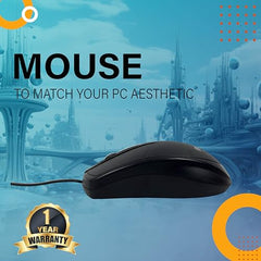 GEONIX Wired USB Mouse for Windows PC Desktop, Laptop, Notebook, Mac, computerand Chromebook, for Righty or Lefty Use, Black Colour, 1 Year Warranty.