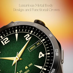 boAt Enigma Radiant Luxury Watch for Man w/1.43"(3.63 cm) AMOLED Display, AOD, Premium Metal Build, Round Dial, 200+Watch Faces, Upto 7 Days Battery Life, Fitness smartwatch for Men (Metal Black)