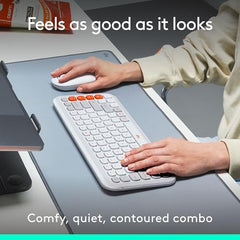 Logitech POP ICON Combo, Bluetooth Keyboard and Mouse Combo, Comfortable Typing, programmable Keys and Buttons, Quiet clicks, Easy-Switch up to 3 Devices - Graphite