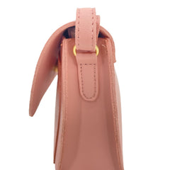MOMISY Sling Shoulder Crossbody Bag with Adjustable Long Strap for Women Solid Pattern Button Closure Handbags Purse Young Ladies (Pink)