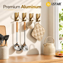 iSTAR Self Adhesive Wall Hook Heavy Duty Metal Stick-On Door Hanger Hook for Hanging Towel, Purse, Robe, Backpack, Jacket, Clothes, Bags - Wall Hooks Set for Bathroom & Kitchen (Pack of 4) (Rose Gold)