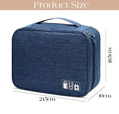 House of Quirk Electronics Accessories Organizer Bag, Universal Carry Travel Gadget Bag for Cables, Plug and More, Perfect Size Fits for Pad Phone Charger Hard Disk (Sky Blue)