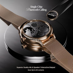 boAt Enigma Gem Women's Luxury Smart Watch w/ 1.19” (3.02cm) AMOLED Display, Emergency SOS Live Location Sharing, Female Wellness, Watch Face Studio, BT Calling, Watch for Woman (Rose Gold)