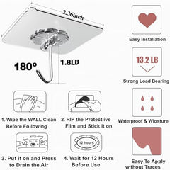 SIGNAMIO 6 Hook Shelf Adhesive Strip Wall Hanging Sticky Hook Black
