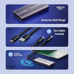 PiBOX India NVME M2 Enclosure Fan, SSD Enclosure - USB 3.2 10Gbps, Tool-Free M.2 NVMe Case, PCI-E NVMe Reader, USB-C, Supports M & B&M Keys, 2230/2242