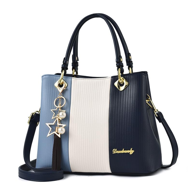 SYGA Handbags for Women with Multiple Internal Pockets in Pretty Color Combination, Women's Satchel Handbag(NAVY BLUE)