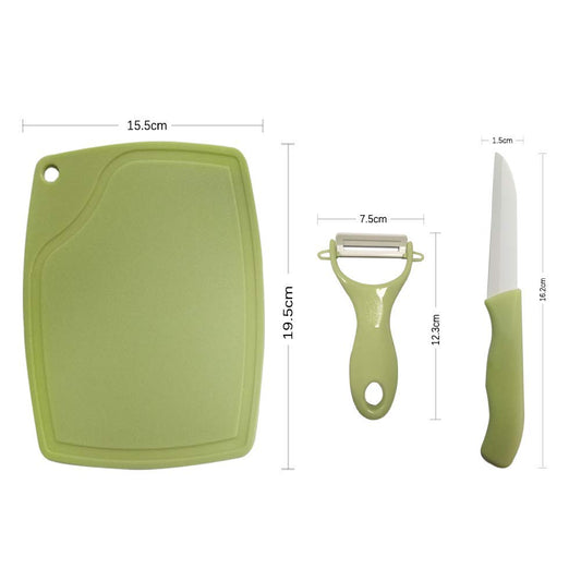SYGA Ceramic Fruit Knife Sets Paring Knives Chopping Boards Fruits Peeler 3PCS Suits Kitchen Cooking Vegetable Ceramic Knife Tools_Blue