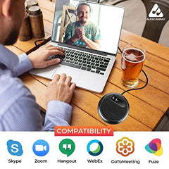 Audio Array Wireless Conference Microphone with Speaker | Bluetooth, USB & 4 Mics | 360° Pickup Upto 4M | Noise Reduction & Enhanced Voice | Portable Speakerphone for Video Calls/Zoom Meeting | AM-W45