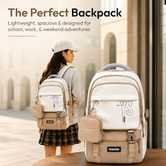 Lysoric Backpack with Detachable Pouch for Teen Girls,Casual School Backpack 14-18 Teenage 15.8 Inch Laptop Bookbag,Big Student Laptop Backpack for College Women School,Travel (Black)