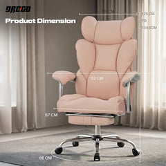 DROGO Emperium Office Chair for Work from Home 400LBS | Ergonomic Executive Boss Chair with PU Leather,High Back, Spacious Cushion Seat & Pumping Lumbar Support | Premium Metal Base & Footrest (White)