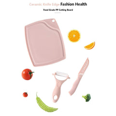 SYGA Ceramic Fruit Knife Sets Paring Knives Chopping Boards Fruits Peeler 3PCS Suits Kitchen Cooking Vegetable Ceramic Knife Tools_Blue
