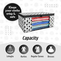 Kuber Industries Non-Woven Foldable Saree Covers With Zip|Polka Dots Wardrobe Organizer For Clothes|Transparent Window Keep 8 To 10 Saree|Suitable For Lehenga, Suit, Dress|Pack Of 9 (Blue & White)