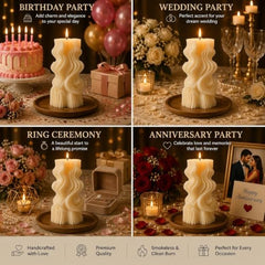 Decorative Fragrance Candle with Raised 3D Ivory Swirl Pillar Artwork | Long Burning Scented Candle for Home Décor, Living Room, Bedroom, Meditation Space, Table Decoration & Gift
