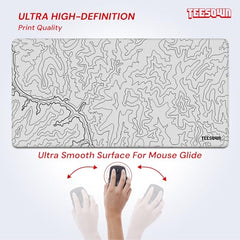White Topographical XXL Gaming Deskmat 900x450mm – Extended Mousepad for PC