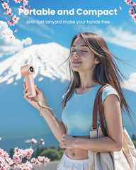 Gaiatop Portable Hand Fan with Makeup Mirror, Cute Camera Design, 3 Speed USB Rechargeable Mini Fan with LED Display, Multifunctional Neck Fan for Camping Travel Outdoor (Red)
