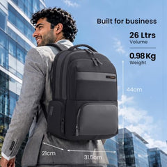 American Tourister Verve 17" Laptop Backpack | USB Charging Port | Smart Trolley Sleeve | Hidden Pocket | Tractum Suspension Straps | Office Bag for Men and Women | Black | 1 Year Global Warranty