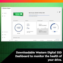 Western Digital WD Green SN350 NVMe 250GB, Upto 2400MB/s, 3 Y Warranty, PCIe Gen 3 NVMe M.2 (2280), Internal Solid State Drive (SSD) (WDS250G2G0C), Green