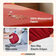 MY ARMOR Waterproof Mattress Protector King Size, 78x72, 6.5x6 feet, Double Bed Protector Sheet Cover, Breathable and Hypoallergenic Ultra Soft Fitted Terry Cotton Feel Fabric, Elastic Skirting, Grey