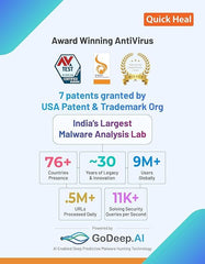 Quick Heal | Total Security | 2 Users | 3 Years | AI Based Device Security for Windows PC | Banking and Browsing Protection | Dark Web Monitoring and Parental Control (Email Delivery in 1 Hour- No CD) + Get 6 month AntiFraud.AI Key for IOS and Android