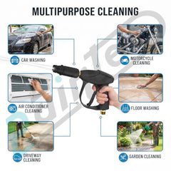 Painter Spray Gun Pressure Water Spray Gun for Car Wash & Floor Cleaning with 15 MPa High Pressure, Adjustable Nozzle, 100% Brass Valve and Adapters, Black, PCG-15