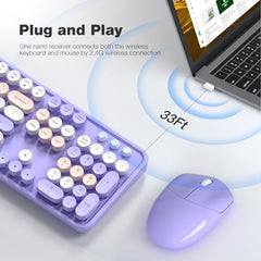 MOFII Wireless Keyboard and Mouse Combo, Full Size, 2.4GHz, Windows, Purple