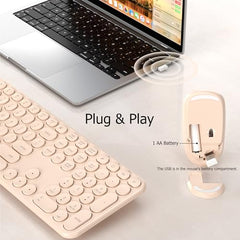 COVEVA Wireless Keyboard and Mouse Combo, 2.4GHz Wireless (Khaki)