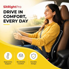 Grin Health Mini Back Support Cushion for Lumbar Support & Back Pain Relief, Backrest for Car Seat, Lower Back Cushion for Office Chair, Driving, Travel Backrest Pillow