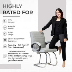 KITHANIA Executive Office Home Study Chair Library Chair with Cushioned Arm Rest & Seat Back, Reception or Conference Room Seating, 100 Kgs Limit (2, Pink, Double Pipe Chrome Frame)