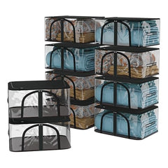 Kuber Industries Pack of 3 PVC Transparent Underbed Storage Bag | Multi-Purpose Garments Bag for Clothes-Toy | Wardrobe Bag with Handle | U Zip | Black