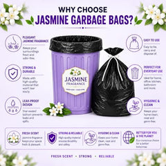 Crystal Scented Garbage Bags Black, Medium 19x22 Inches, 120 Bags | Jasmine Scented, 30 Pcs/Roll x 4, Tie-String, Wet & Dry Waste