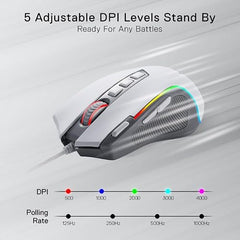 Redragon M612AK PRO RGB Gaming Mouse, 8000 DPI Wired/Wireless Optical Mouse with 9 Programmable Buttons & 7 Backlit Modes, BT & 2.4G Wireless, Software Supports DIY Keybinds Rapid Fire Button