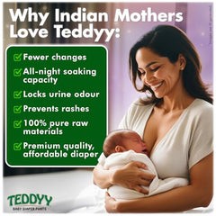 TEDDYY Easy Baby M Size Diaper Tape Style |126 Count (Medium) | 6-11 kgs (Pack of 2) | Quick Absorbency | Extra Super Soft | Anti - Bacterial | Wetness Indicator with Adjustable Grip Tapes