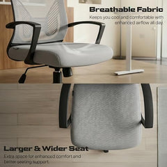 DROGO Comfortwing Premium Ergonomic Office Chair for Work from Home, High Back Computer Chair with Breathable Mesh, Armrest, Adjustable Seat, Rocking & Winged Back | Mesh Chair for Office (White/Blue)