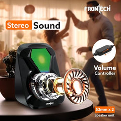 FRONTECH 2.0 USB Powered Multimedia Speakers with RGB Lights | 2 x 3W Drivers (5.2 cm) | AUX Connectivity | for Laptop, PC, Mobile | 1 Year Warranty (SW-0076, Black)