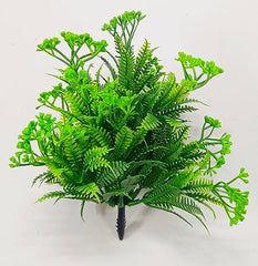 Dekorly Artificial Plastic Mix Green Grass Fake Outdoors Plant Bushes Decor Faux Greenery Shrubs For Outdoor And Indoor, Artificial Shrubs Stems | Height- 7 Inches (Multi-16)