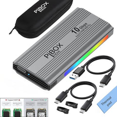 PiBOX India NVME M2 Enclosure Fan, SSD Enclosure - USB 3.2 10Gbps, Tool-Free M.2 NVMe Case, PCI-E NVMe Reader, USB-C, Supports M & B&M Keys, 2230/2242
