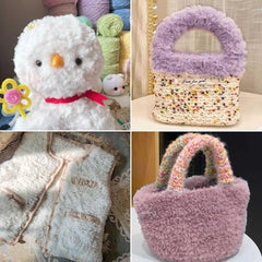 Crochet Soft Fluffy Fur Yarn Pink Chunky Polyester Plush Fur Eyelash