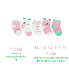 MOMISY 5 Pairs Tube Socks for Kids Toddlers Infant Baby Girl Boys (PinkKitten, 4 year to 6 year)