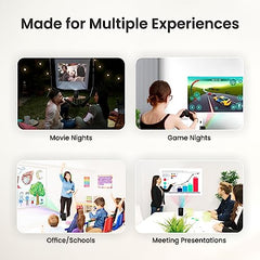 Portronics Beem 450 Smart LED Projector with 1080p Full HD Resolution, Built-in Streaming Apps (Netflix, Prime Video, Hotstar), 4000 Lumens, Screen Mirroring, 3 Watt Speaker, Bluetooth, Wi-Fi (White)