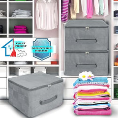 Storite 2 Pack Nylon Wardrobe Bag Underbed Cloth Storage Organizer | Moisture Proof Storage Bag, Storage box for Clothes Saree Bags, Zippered Closure & Handle - Magenta,37x34x23 cm