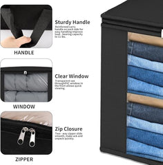 BLACKBOXES Extra Large Blanket Storage Bags 120L 2 Pack Comforter Storage Bags with Reinforced Handles Breathable Clothes Storage Containers for King Comforter Bedding Pillow Sheet Grey (Grey 2)