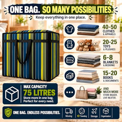 PulGos Pack-1, 75 Liter Under Bed Storage Bag| Extra Large Bag for clothes | Storage Organizers for Clothes & Blankets| Jumbo Storage Bags For Travel and Shifting| Big Foldable Bags with Dual Zipper