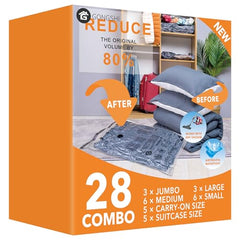 GONGSHI Plastic 24 Pack Vacuum Storage Bags with Electric Pump, (5 Jumbo, 5 Large, 5 Medium, 5 Small, 4 Roll Up Bags) Space Saver Bag for Mattress, Blanket, Duvets, Comforters,Travel, Transparent